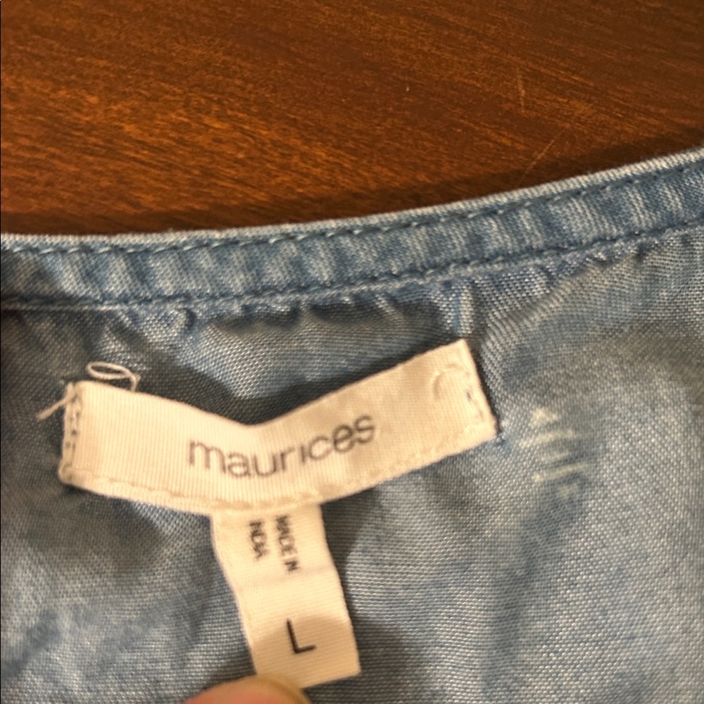 Maurices Blue Button Down Shirt with Pattern - Picture 2 of 9